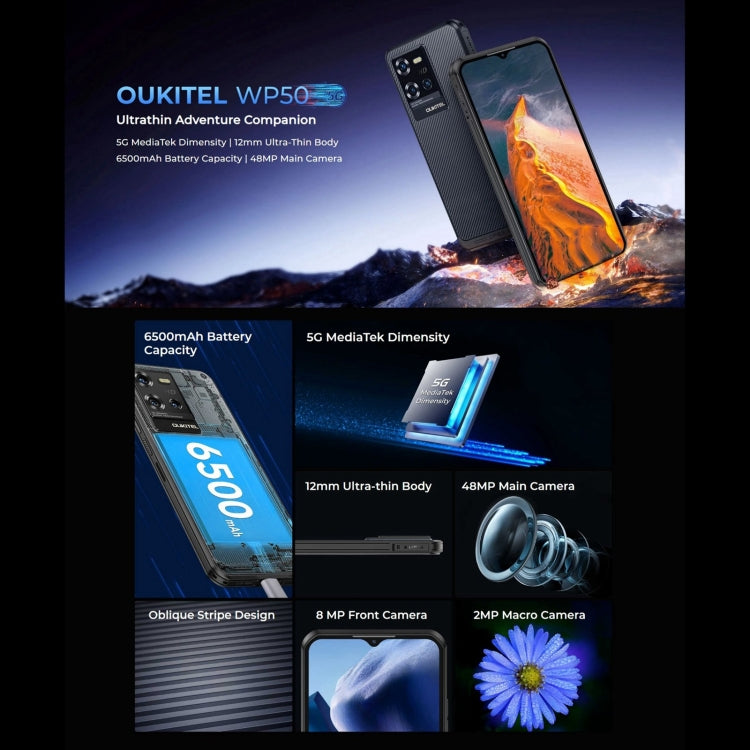 Oukitel WP50 5G Rugged Phone, 4GB+256GB, 6.6 inch Android 14.0 MediaTek Dimensity 6100+ Octa-core 3.0GHz, NFC, OTG, Network: 5G Oukitel WP50 5G Rugged Phone, 4GB+256GB, 6.6 inch Android 14.0 MediaTek Dimensity 6100+ Octa-core 3.0GHz, NFC, OTG, Network: 5G